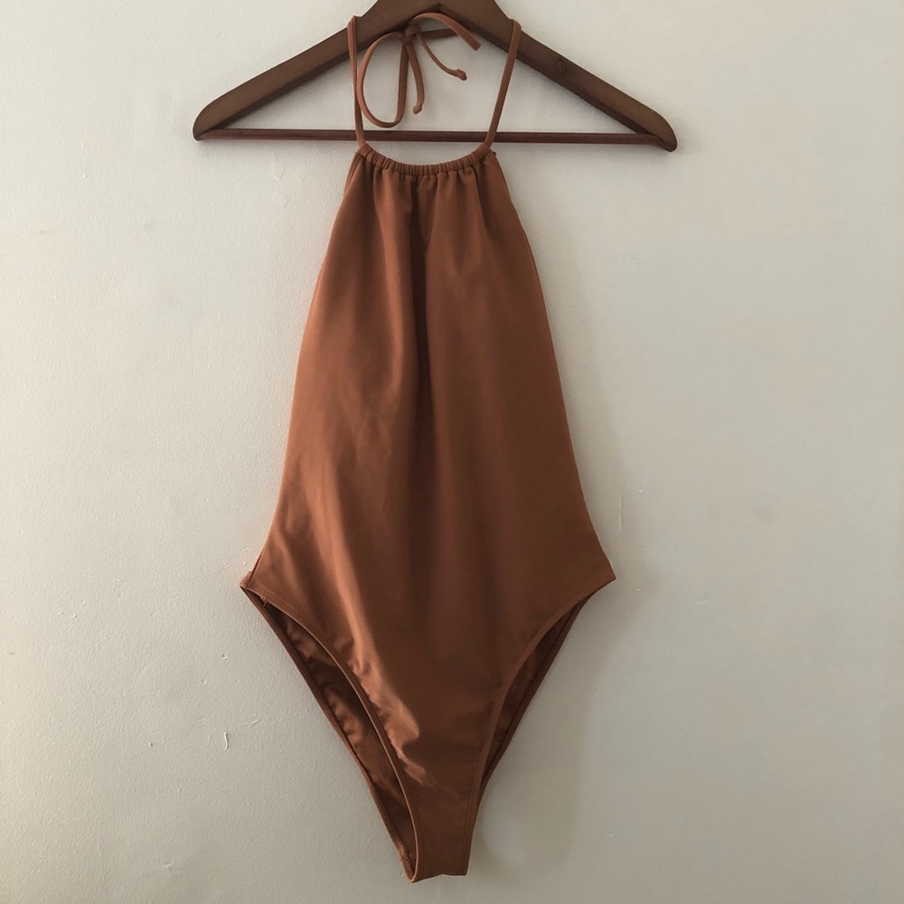 Sand Brown one piece bathing suit